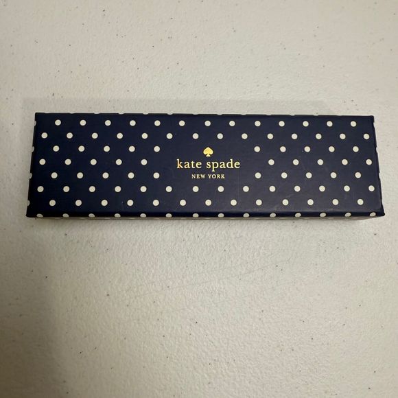 KATE SPADE NEW YORK NAVY LARABEE DOT BALL POINT PEN NEW IN GIFT BOX BLACK INK - Picture 2 of 6